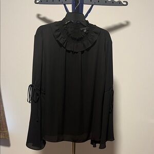 Banana Republic Black Ruffled Blouse with flowy sleeves